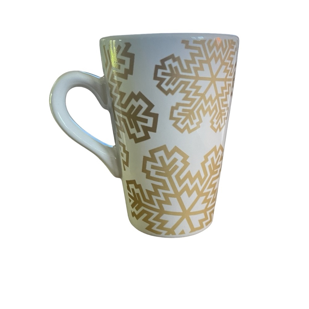 White With Gold Snowflakes Tall Coffee Mug - Secret Expressions